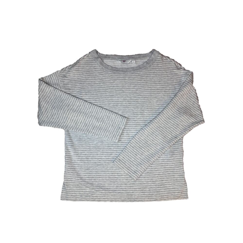 Vineyard Vines Women’s Long Sleeve Sweater Grey White Striped size XS Super Soft